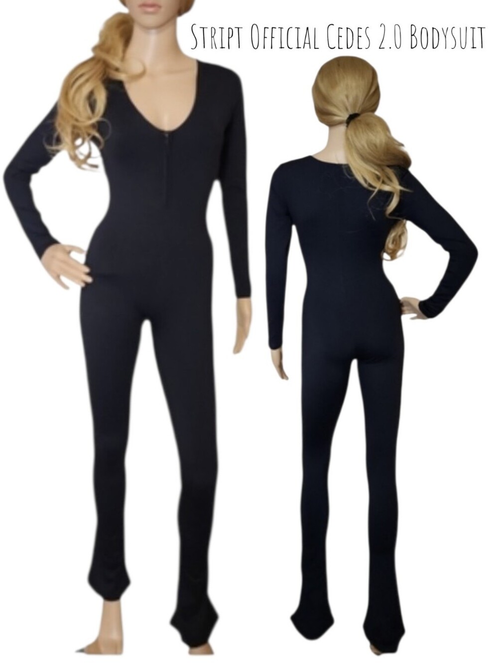 Stript Official Cedes 2.0 Women's Black Bodysuit long sleeve flare Cuff Size S